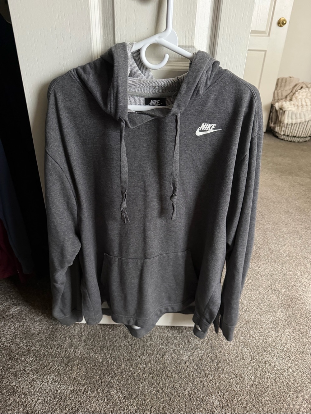 Nike Gray Women's Pullover Hoodie with White Logo